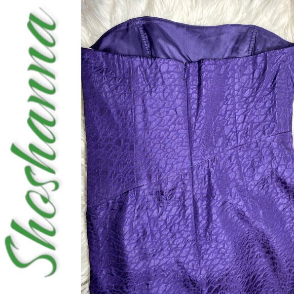 NWT SHOSHANNA 100% Silk Strapless Purple Snakeprint Mini Dress, Size 8 - Picture 7 of 13